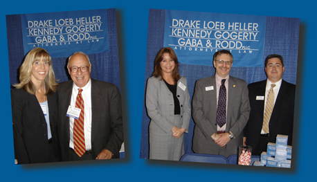 Above, from left, Jennifer Schneider, firm administrator, with James R. Loeb, partner and firm associate Jennifer Wright with partner Glen L. Heller and associate Timothy P. McElduff, Jr. at the 2008 Business Expo.